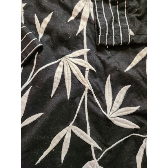 Womens Top Talbots Black White Leaf floral Cotton Blend 3/4 Sleeve Size 10 - Picture 3 of 8